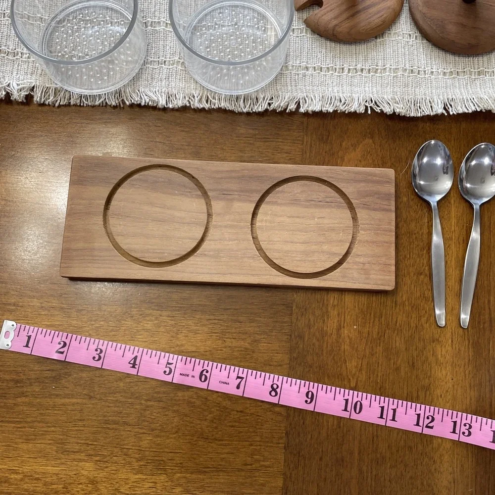 Vintage Luthje Denmark‎ Teak Wood Condiment Set MCM Retro Multi Purpose